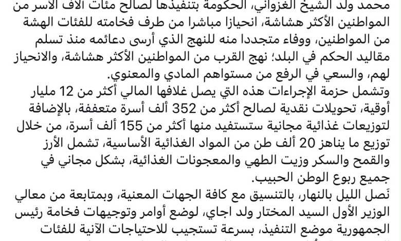 مفوضة الأمن الغذائي: حزمة الإجراءات الاجتماعية انحياز مباشر للفئات الهشة